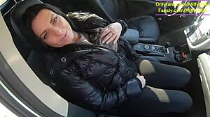 tight leather pants no panties and a wet surprise in my car a steamy blowjob outdoors followed by a rough forest fuc
