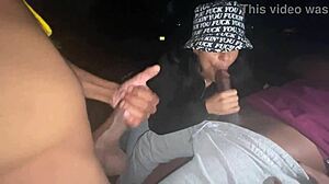 Park Slut Sucks Two Dicks!