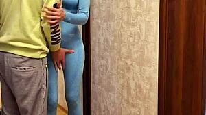 Couple skates in athletic workout