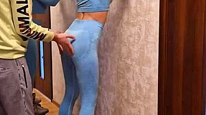 Couple skates in athletic workout