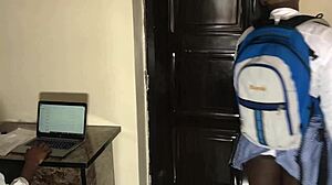 Corrupt BBW teacher fucks her sex-starved student in the classroom