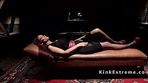 Hot bound slave gets fucked and anal fingered in lesbian bondage