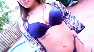 evie olson rides pool boy's huge black cock!