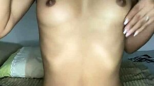 sexy girl masturbates with cream all over her hot body