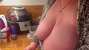 Chubby German Amateur Feels Passionate In Kitchen With Big Natural Tits