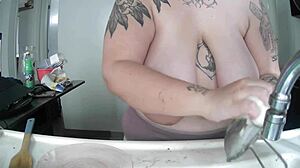 Homemade BBW Does Dishes With Huge Tits Out For Fetish View