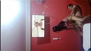 My stepbrother caught me and fucked me hard in dad's room