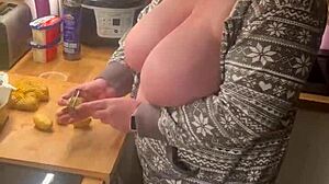Chubby German Amateur Feels Passionate In Kitchen With Big Natural Tits