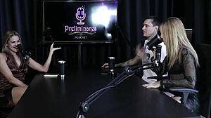 Yasmin Pariz, the blonde beauty, moans loudly as she strips and sucks a delicious cock.