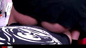 brunette young hot big ass giving to muscular well-endowed tasty cock