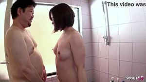 curvy japanese teen receives deep creampie from client in massage parlour