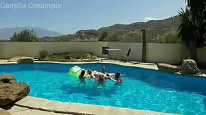 Milf With Big Pussy And Natural Tits Drips In Swimming Pool Orgy With Monster Cock.