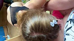 Slutty babe swallows oral creampie!