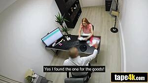 Stunning Hungarian Redhead Negotiates Debt With Bank Clerk