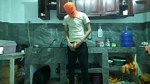 Cute Old Sexy Amateur Masturbates Big Cock Monster Cock In Kitchen