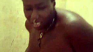 Ebony model with huge tits interviewed backstage before orgy