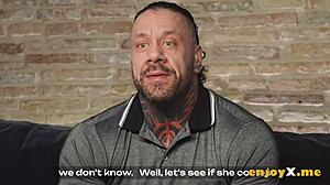 inked brunette rides cowgirl, gets pussy licked, then cumshot in hd