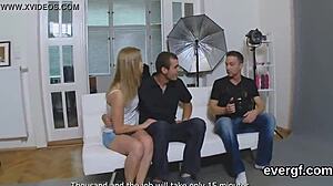 Broke lover letting flirty friend fuck his ex for cash