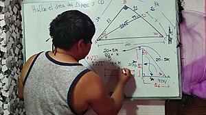 Asian Nerd Student Calculates X in Sexual Mathematical Triangle with Teacher