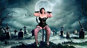 Does granny carmen cum from vibrator and nipple sucking?