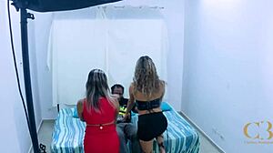 skinny latina takes big black cock in anal 3way