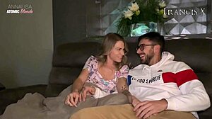 Movie night starts with ass licking and deepthroat swallow