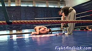 European Dykes Wrestle And Lick Each Other On The Floor