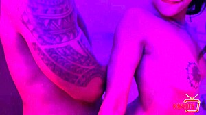 naughty black guy joins shower and fucks with big cock