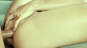 Cumming in her ass with hard anal squirting and creampie