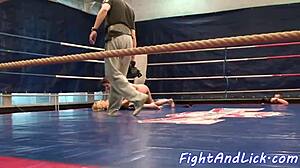 European Dykes Wrestle And Lick Each Other On The Floor