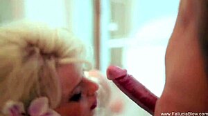 Stunning Blonde Babe Sucks Cock Fun