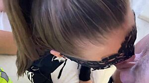 Two hot stepsisters give blowjobs to old sugar daddy