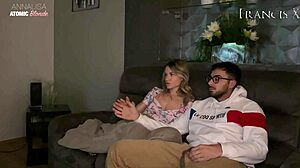 Movie night starts with ass licking and deepthroat swallow