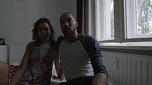 Hot babe works clit with dildo while being fucked hard