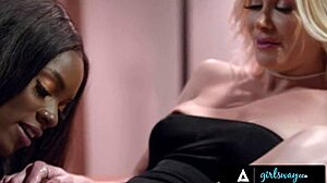 Ebony Ana Foxxx Surprises Busty Bestie With Dildo For Face Sitting