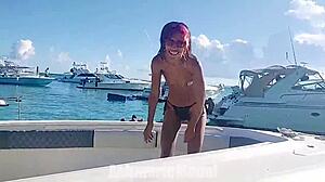 Hairy Pussy Dances In Bikini On Boat!