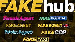 Fake Taxi Driver Gives Brunette Passenger Facial Cumshot