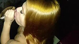 I licked and sucked stranger's dick in gloryhole while my cuckold boyfriend filmed everything.