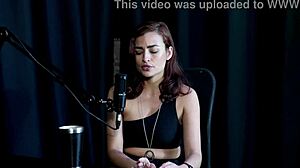 kamilla werneck in sheer red lingerie during bisexual group sex.