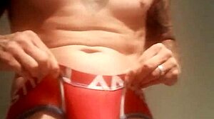 Amateur bathes naked with big cock in public