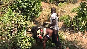 a quick outdoor encounter by the riverside