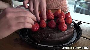 LESBIAN KITCHEN THREESOME with MUFF DIVING