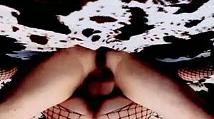 Watch mature skinny woman with muscular man in amateur sex