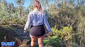 Secretary In Miniskirt Fucks Husband's Friend Outdoors