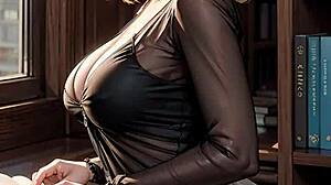 AI Generated Blonde Librarian Flashes Under Skirt