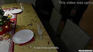 two beautiful christmas mommies get blonde asses fucked anal under the tree and dp on piano