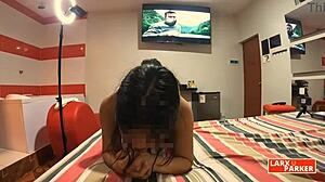 Perla enjoys pussy licking in doggystyle position during casting