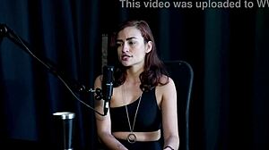 kamilla werneck in sheer red lingerie during bisexual group sex.