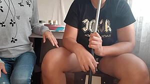 brunette hookah waitress gets pussy licked to orgasm in lesbian scene