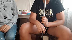 brunette hookah waitress gets pussy licked to orgasm in lesbian scene